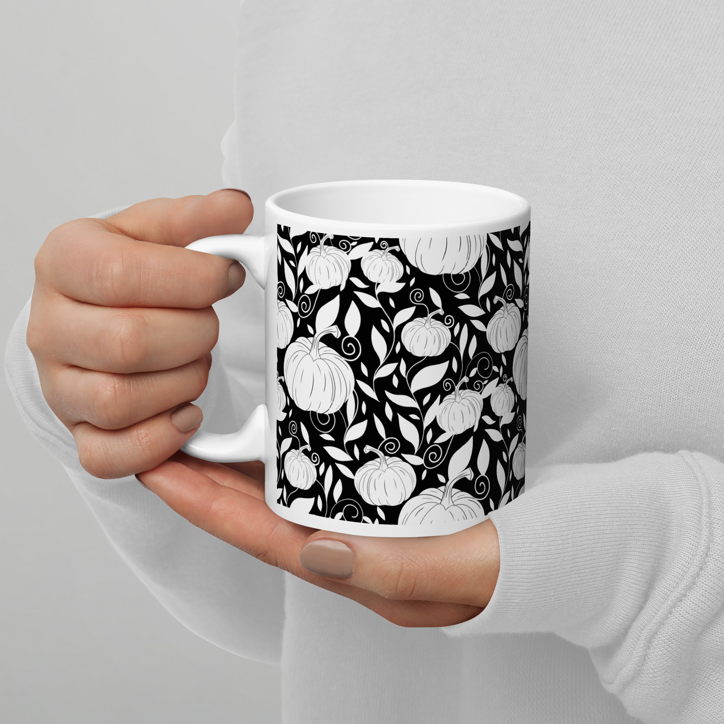 Halloween Pumpkins White glossy mug