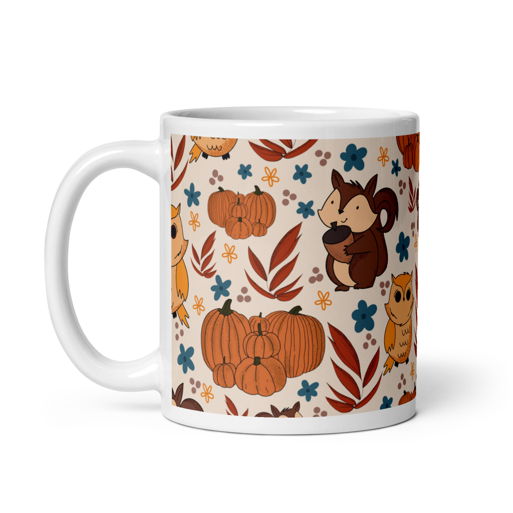 Retro Autumn Vibes White glossy mug