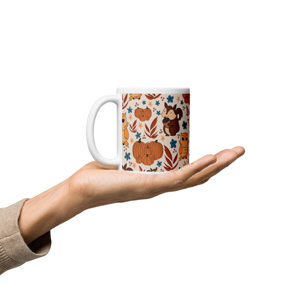 Retro Autumn Vibes White glossy mug