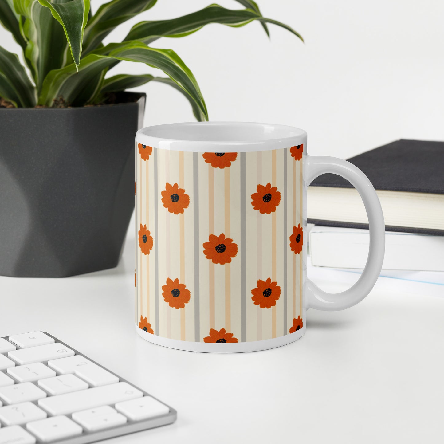 Golden Sunflower White glossy mug