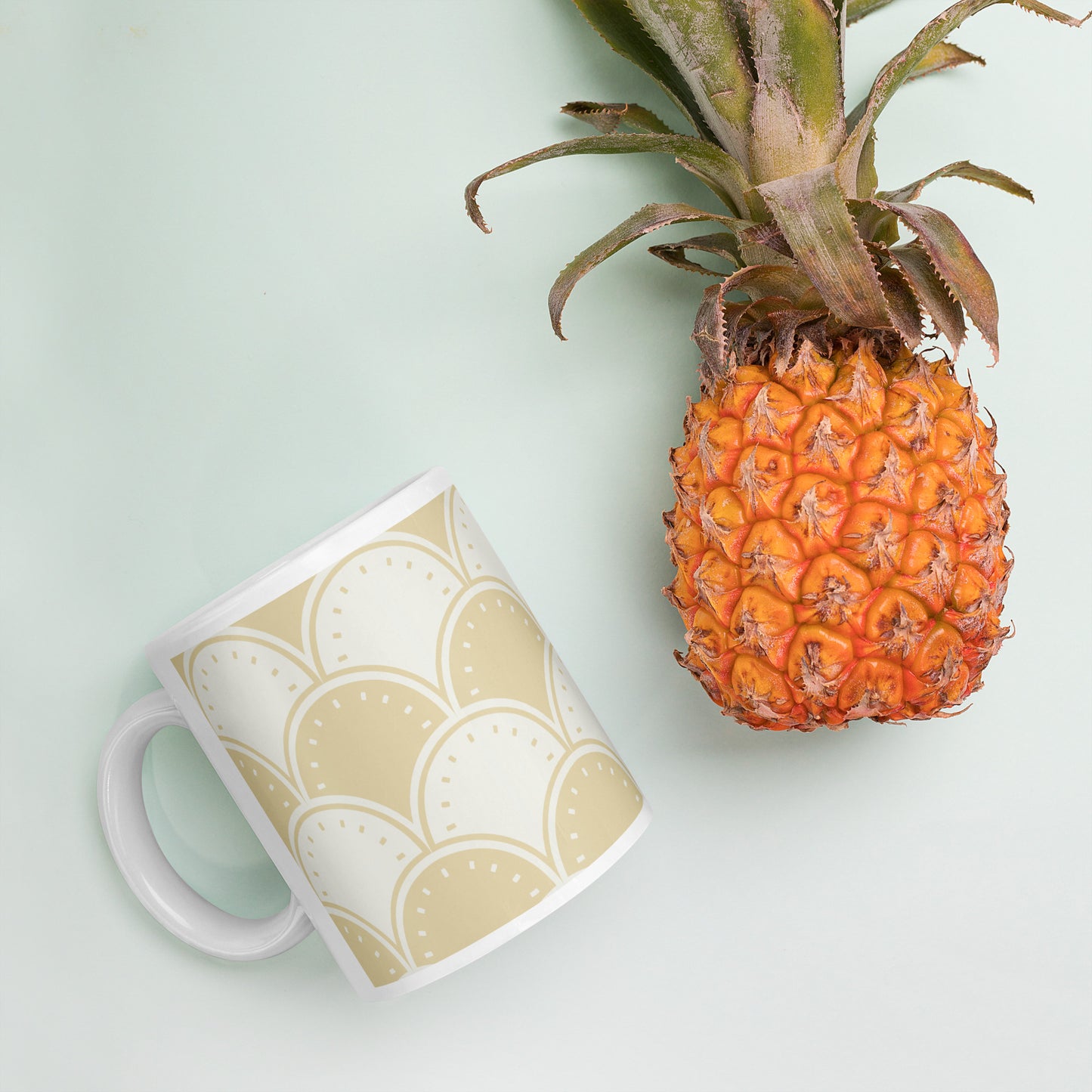 Ocean's Yellow Waves White glossy mug