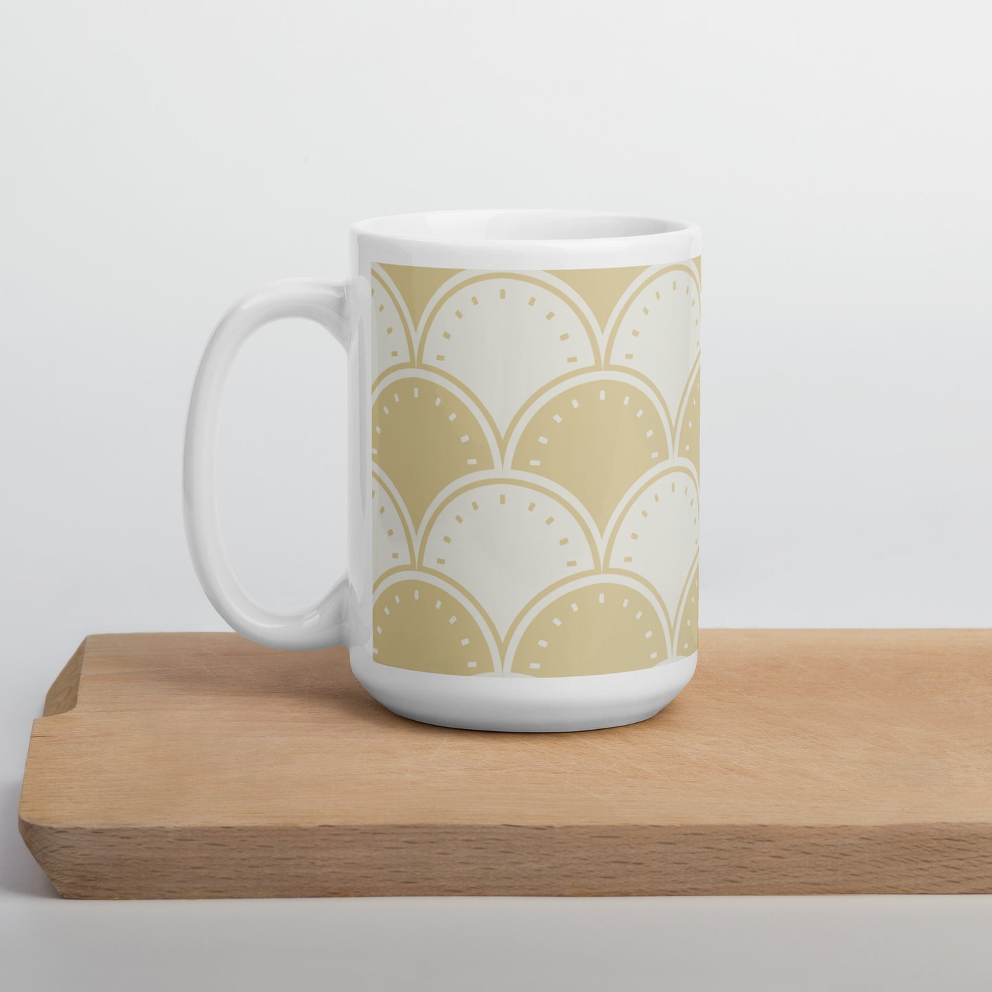 Ocean's Yellow Waves White glossy mug