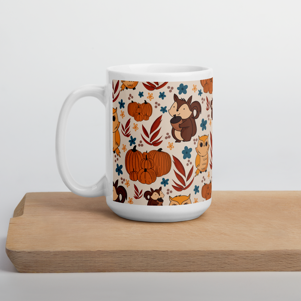 Retro Autumn Vibes White glossy mug