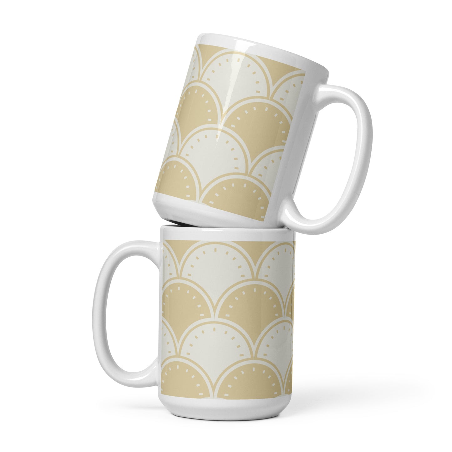 Ocean's Yellow Waves White glossy mug