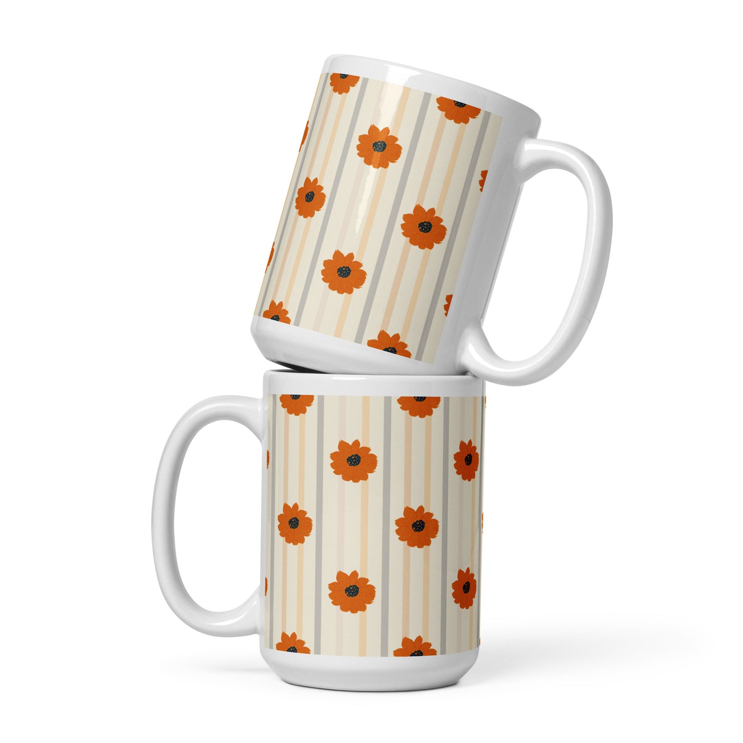 Golden Sunflower White glossy mug