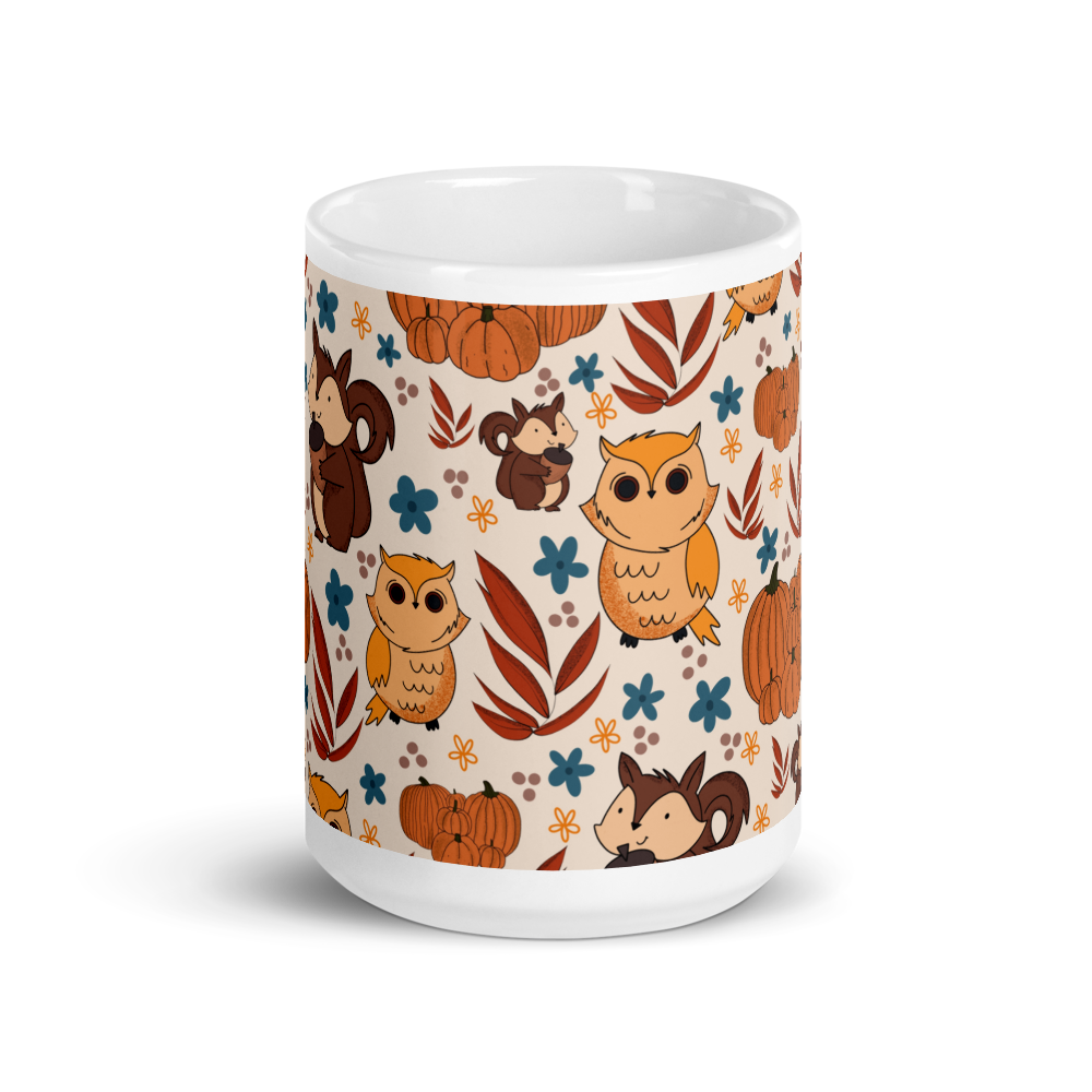 Retro Autumn Vibes White glossy mug