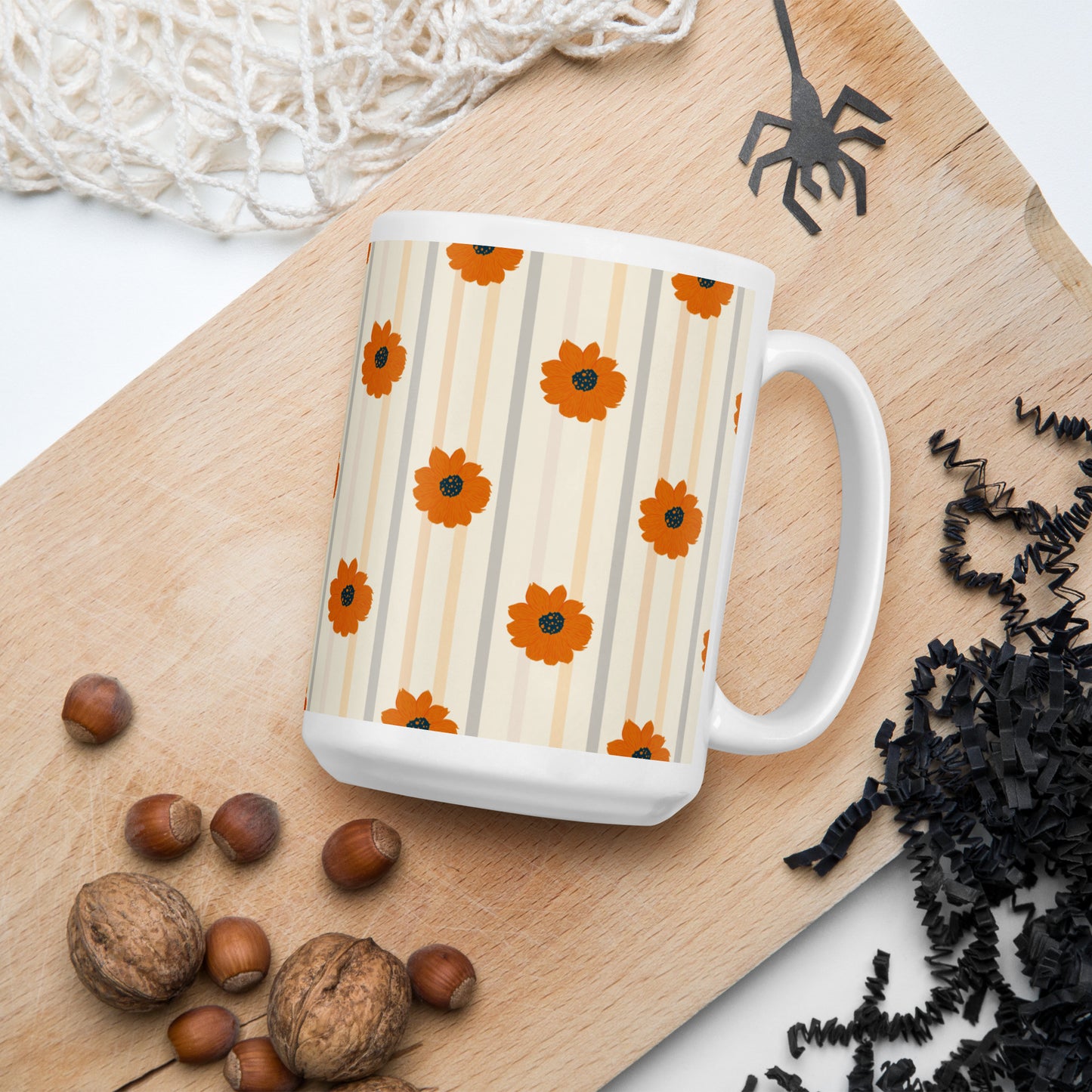 Golden Sunflower White glossy mug