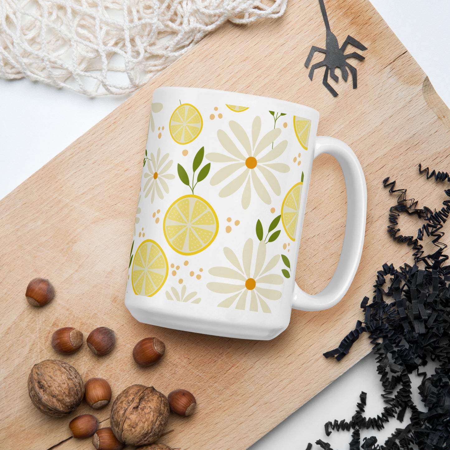 Floral Fiesta  White glossy mug