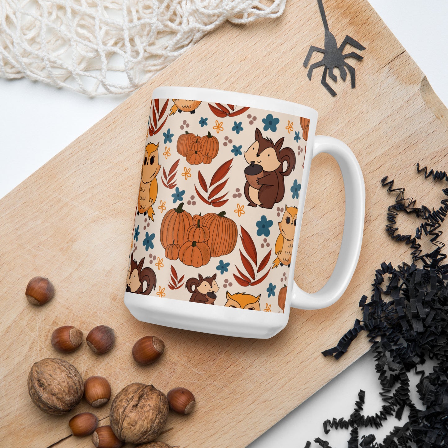 Retro Autumn Vibes White glossy mug