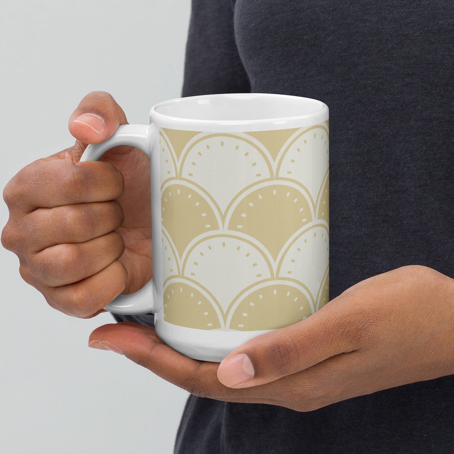 Ocean's Yellow Waves White glossy mug