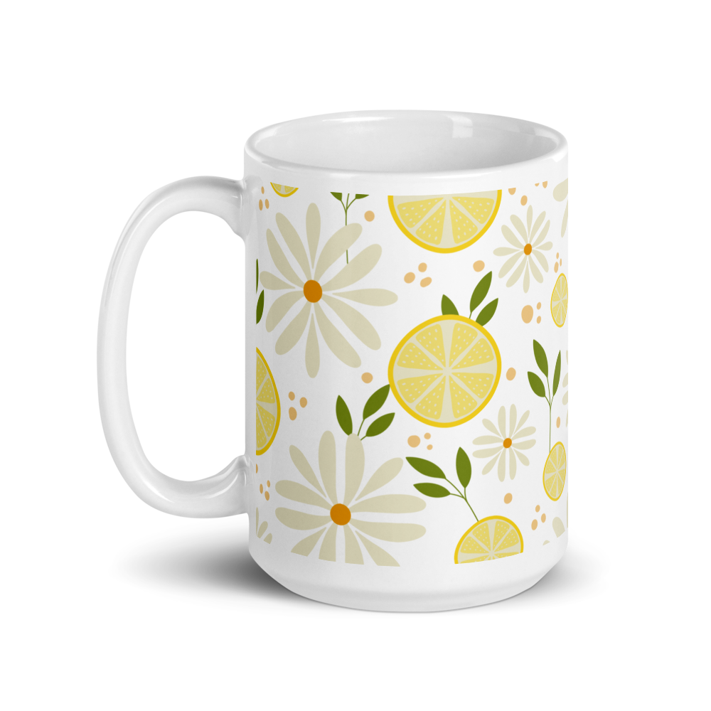 Floral Fiesta  White glossy mug