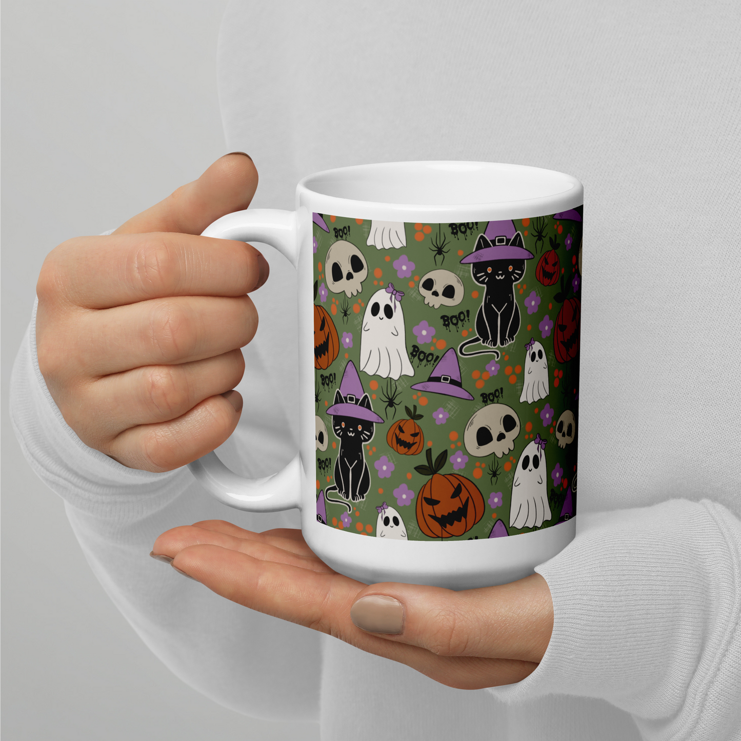 Halloween Vibe White glossy mug