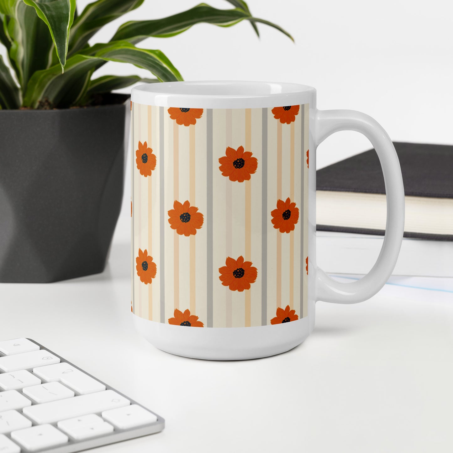 Golden Sunflower White glossy mug