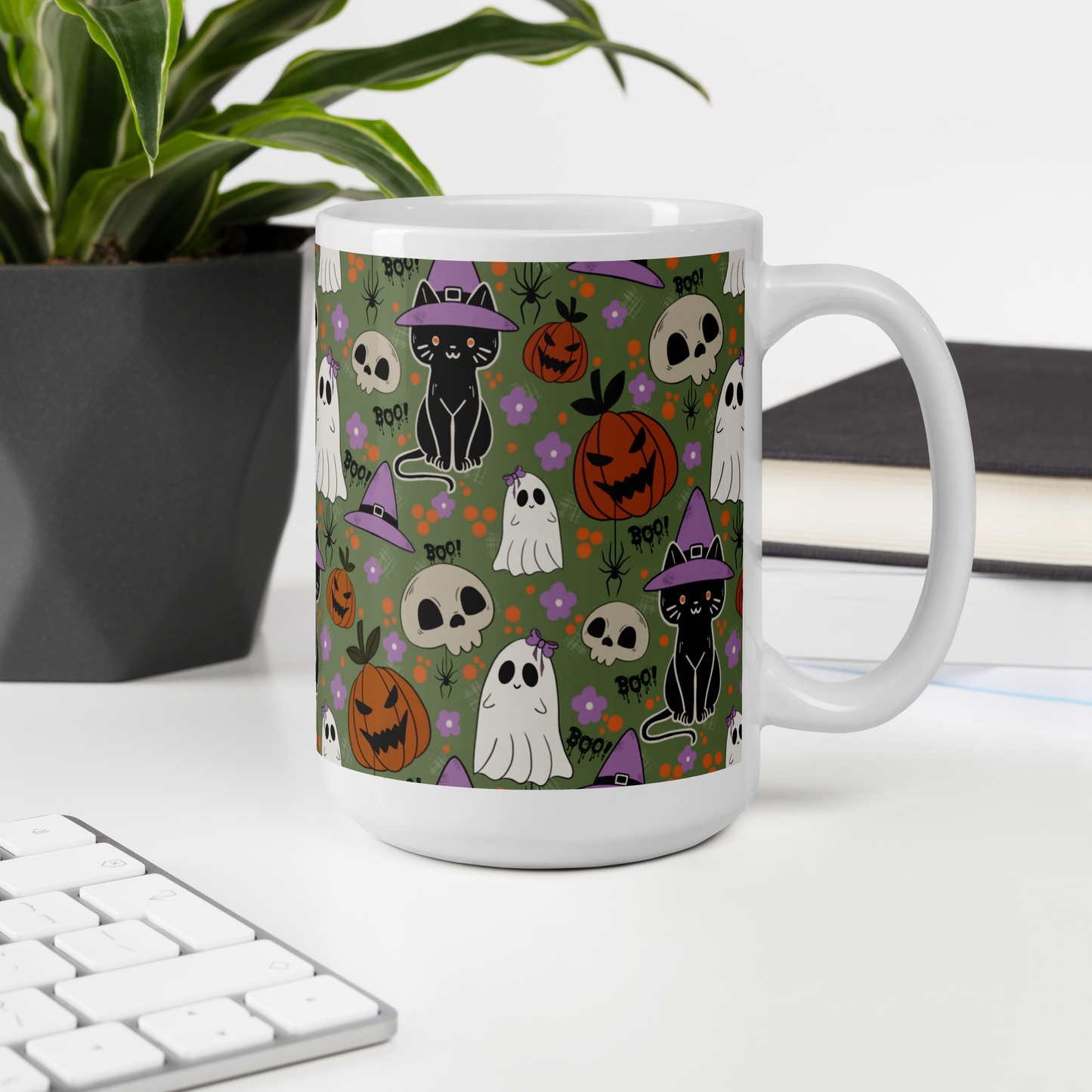 Halloween Vibe White glossy mug