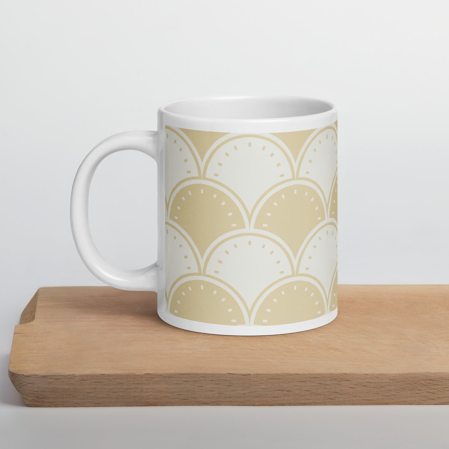 Ocean's Yellow Waves White glossy mug