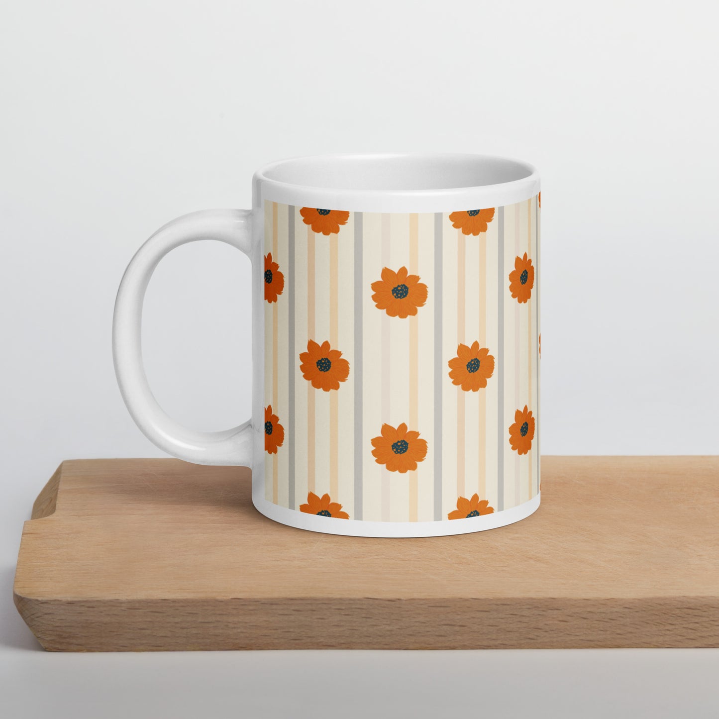 Golden Sunflower White glossy mug