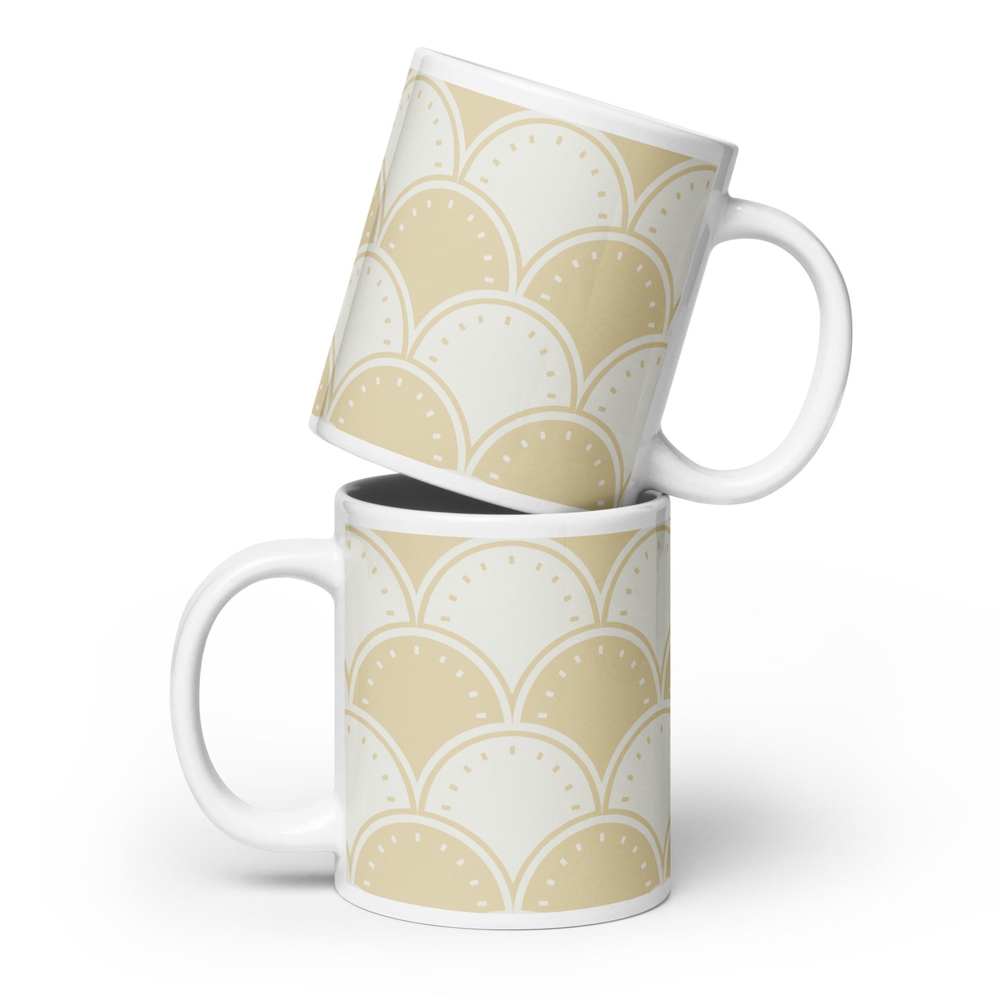 Ocean's Yellow Waves White glossy mug