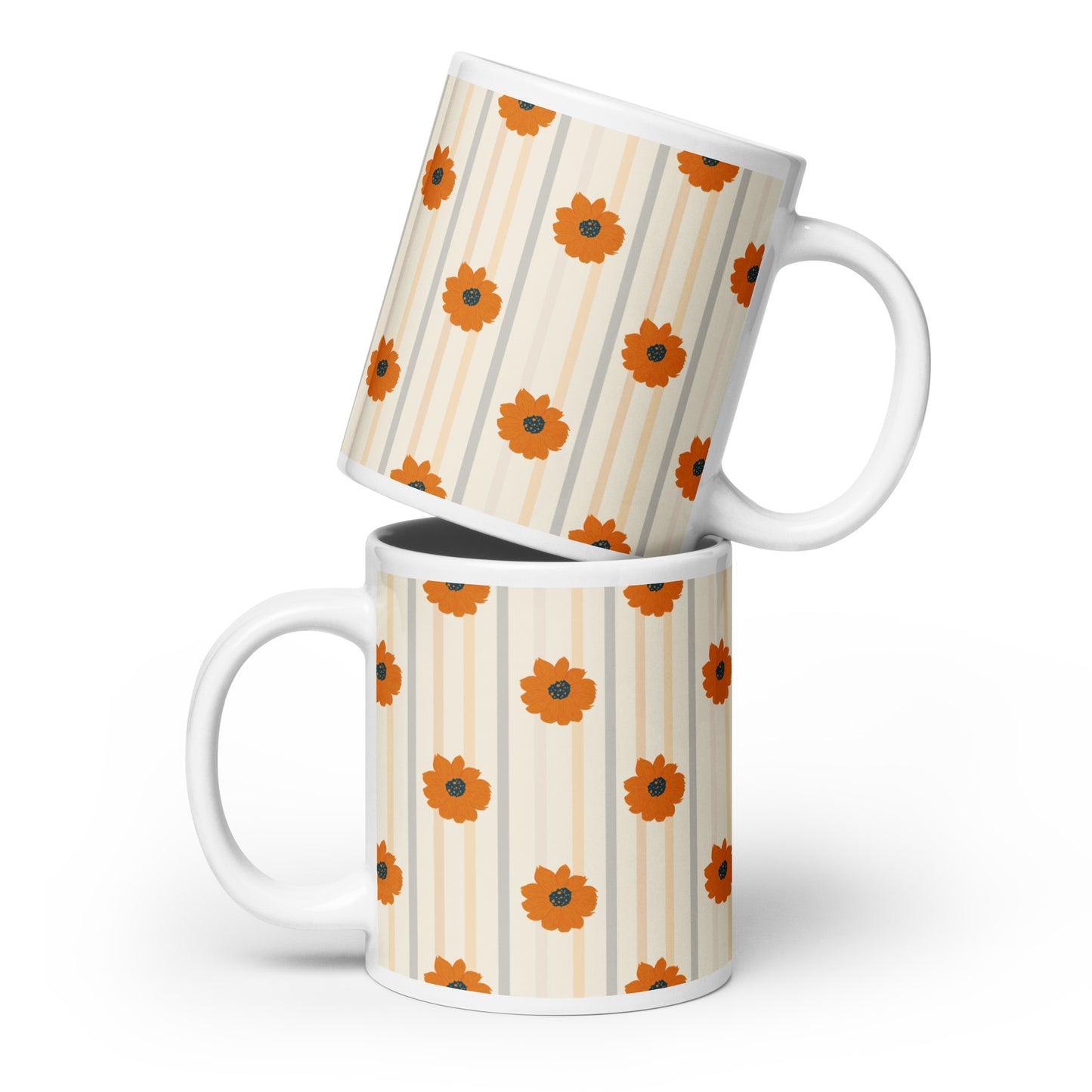 Golden Sunflower White glossy mug