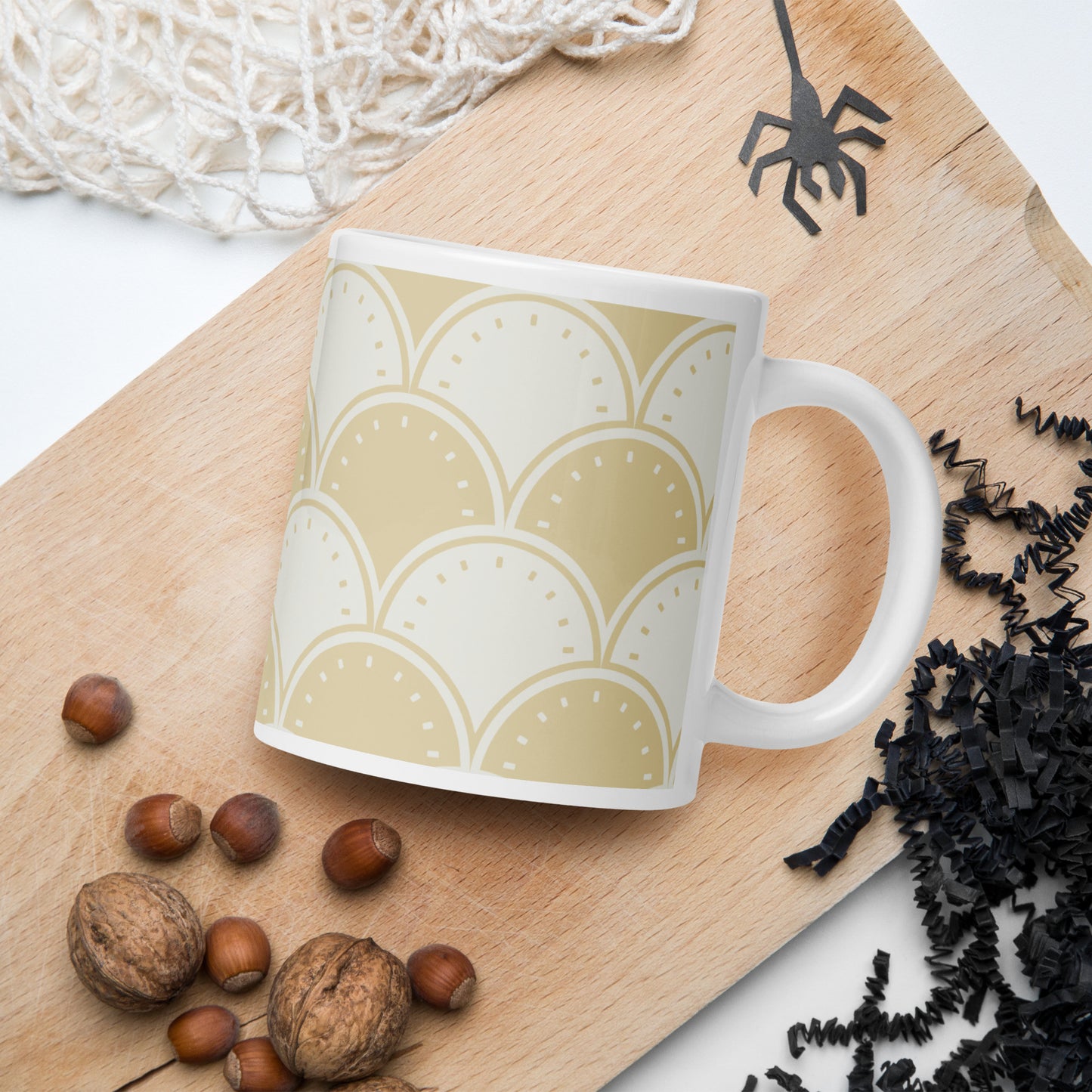 Ocean's Yellow Waves White glossy mug