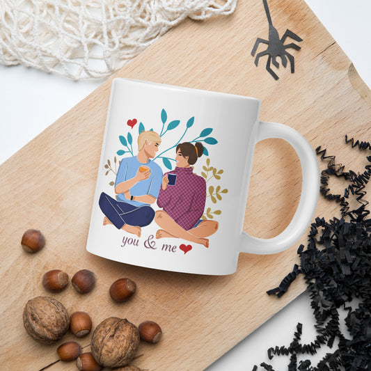 You & Me White glossy mug