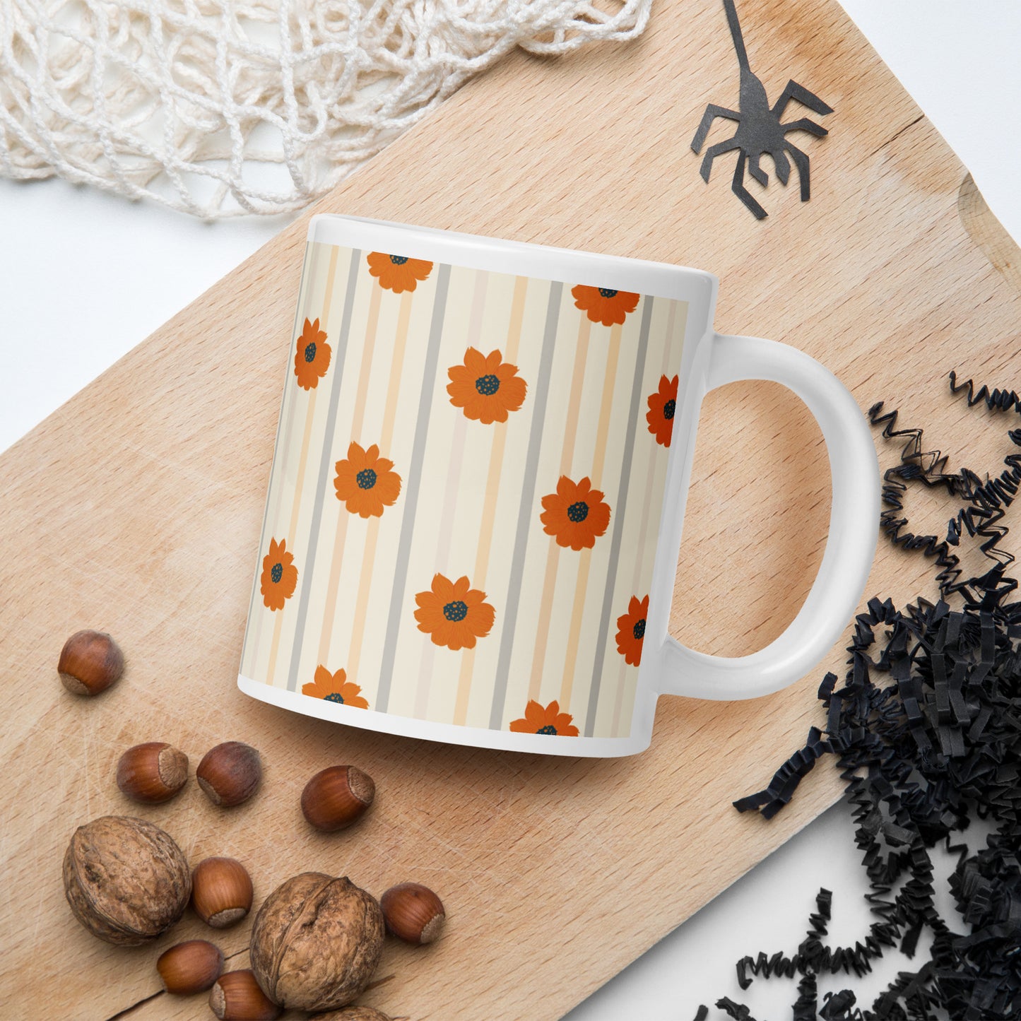 Golden Sunflower White glossy mug