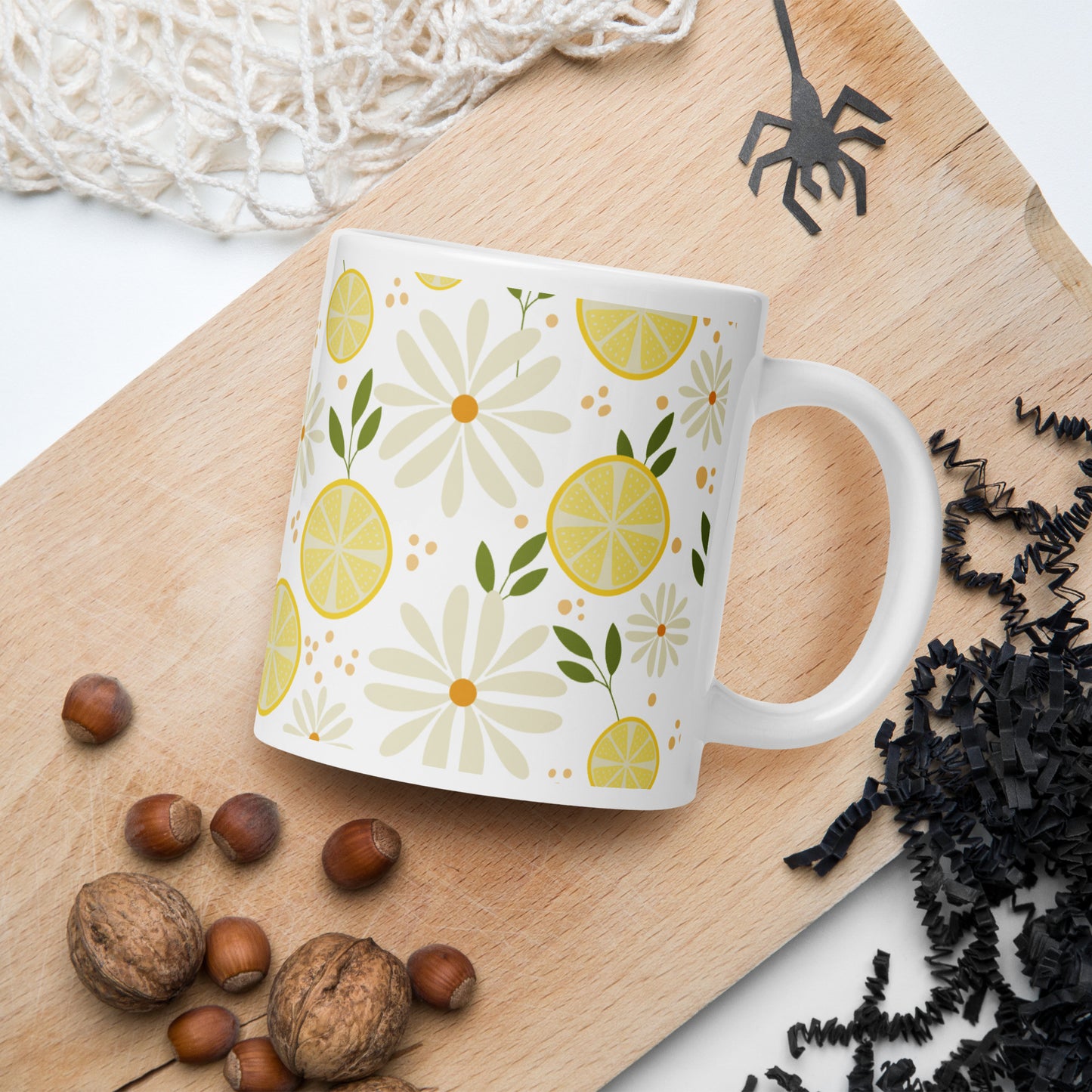 Floral Fiesta  White glossy mug