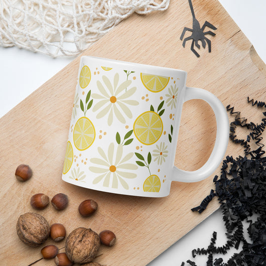 Floral Fiesta  White glossy mug