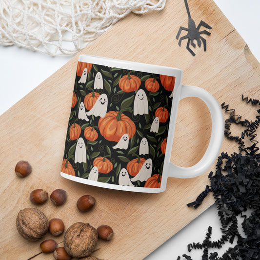 Halloween Pumpkins - Colourful White glossy mug