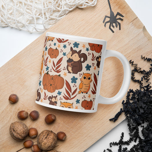 Retro Autumn Vibes White glossy mug