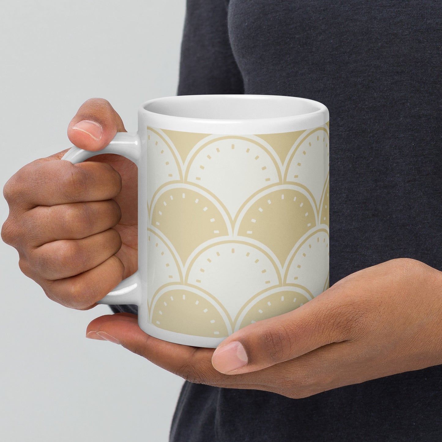 Ocean's Yellow Waves White glossy mug