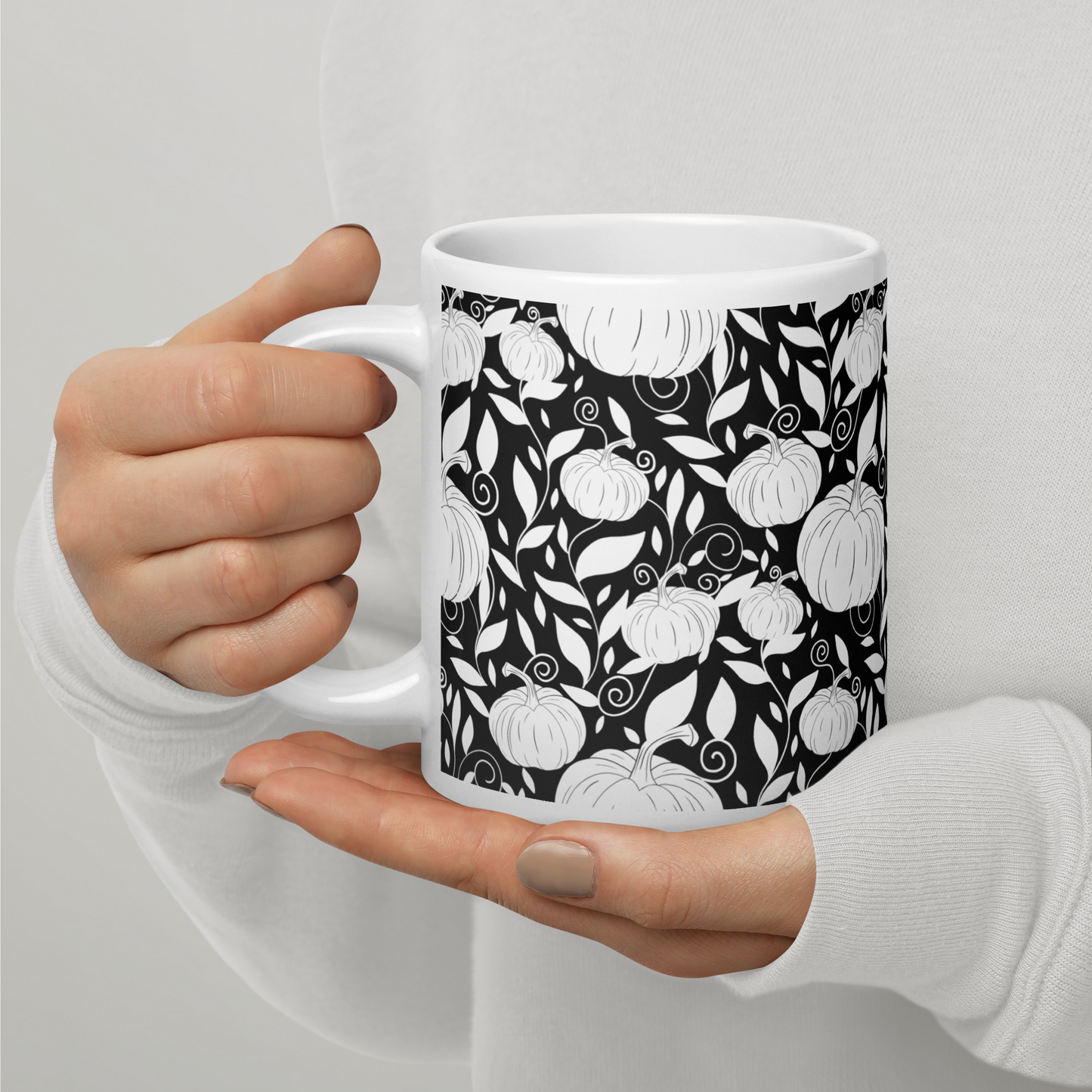 Halloween Pumpkins White glossy mug