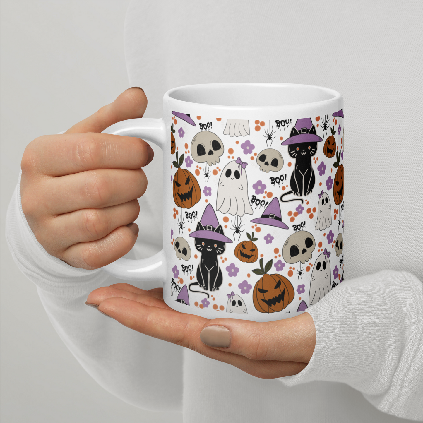 Halloween Vibe White glossy mug