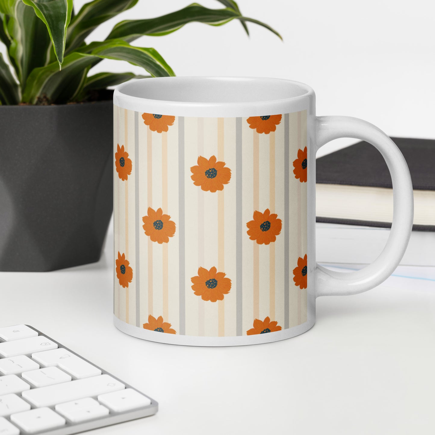 Golden Sunflower White glossy mug