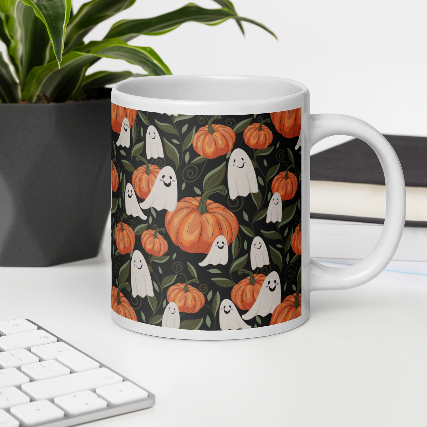 Halloween Pumpkins - Colourful White glossy mug